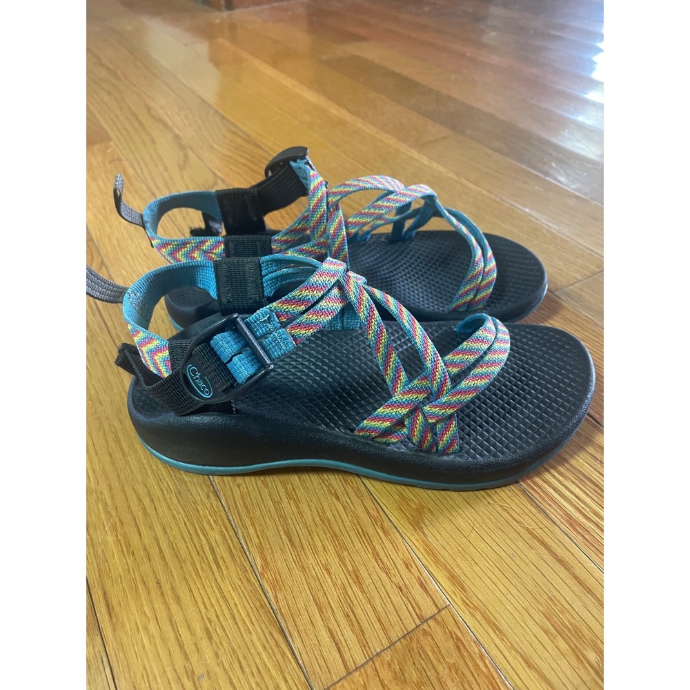 Chaco Kids Z1 Ecotread Sport Sandals Rainbow Chevron Straps Blue Black Size 2
